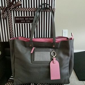 New Henri Bendel Influencer Tote Gull Grey Rose
